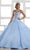 LA Glitter - 24029 Bejeweled Plunging Corset Bodice Ballgown Quinceanera Dresses 0 / Baby Blue/Silver