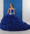 LA Glitter - 24041 Beaded Off-Shoulder Ruffled Glitter Tulle Ballgown Special Occasion Dress 0 / Royal/Silver