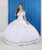 LA Glitter - 24046 Lace Applique Off-Shoulder Mikado Tulle Ballgown Special Occasion Dress 0 / White/Silver