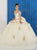 LA Glitter - 24048 Applique Off-Shoulder Glitter Tulle Ballgown Special Occasion Dress 0 / Ivory/Taupe