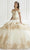 LA Glitter - 24091 Off Shoulder Peplum Ballgown Special Occasion Dress 0 / Champagne/Gold