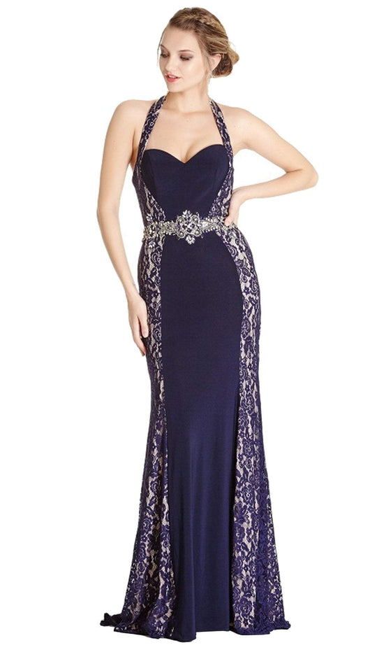 Aspeed Design - Lace Halter Sheath Evening Dress