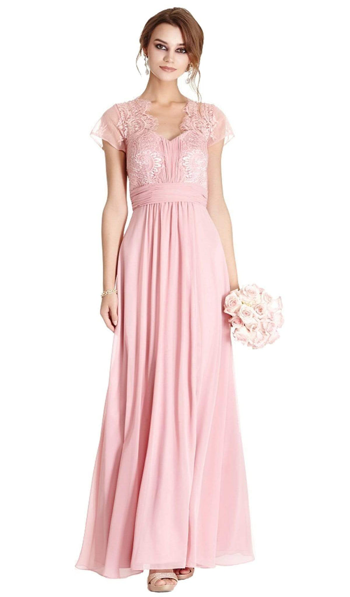 Lace Scalloped V-neck Mother of Bride Dress Dress XXS / Dusty Rose