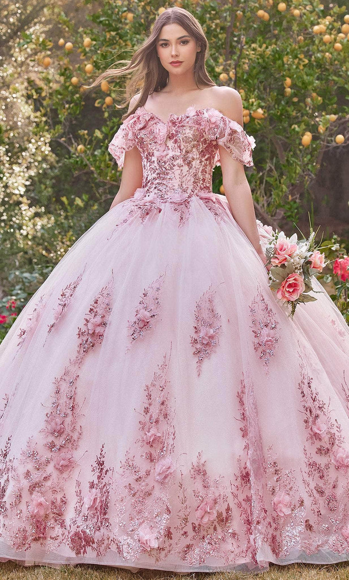 Ladivine 15701 - Ruffled Off Shoulder Ballgown Ball Gowns XS / Blush