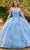 Ladivine 15702 - Floral Applique Ballgown Evening Dresses XS / Light Blue