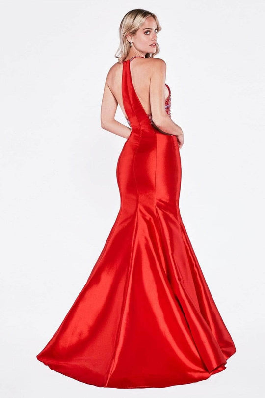 Ladivine 61894 - Beaded Halter Mermaid Gown
