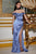 Ladivine 7492 - Cowl Neck Satin Evening Gown Evening Dresses 2 / Smoky Blue