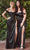 Ladivine 7492 - Cowl Neck Satin Evening Gown Special Occasion Dress 2 / Black