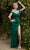 Ladivine 7492 - Cowl Neck Satin Evening Gown Special Occasion Dress 2 / Emerald