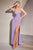 Ladivine 7494C - V-Neck High Slit Evening Gown Evening Dresses 18 / Lavender