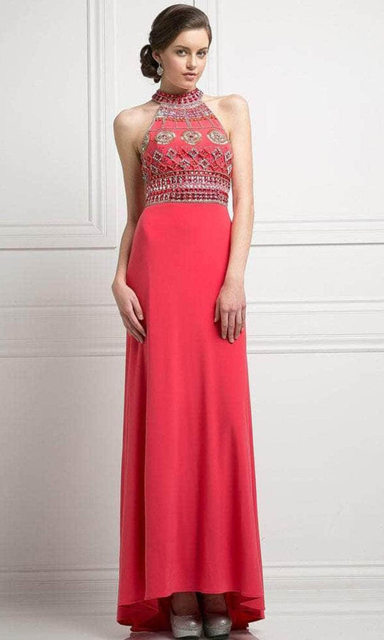 Ladivine 971 - High Halter Embellished Column Gown