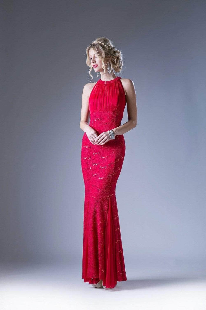 Ladivine A1613 - Lace Illusion Halter Sheath Dress  Couture Candy