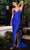 Ladivine C142 - Draped High Slit Prom Dress Prom Dresses 4 / Royal