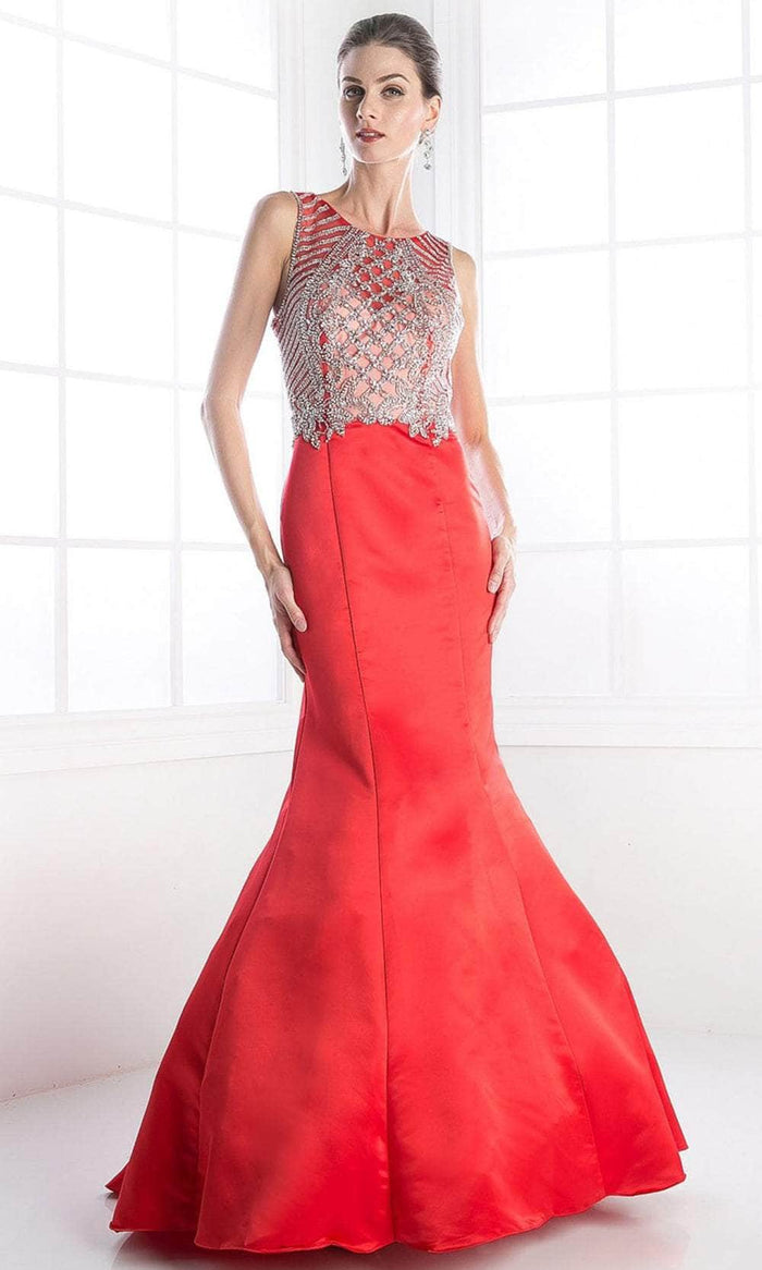 Ladivine C238 - Mermaid Bedazzled Long Gown Evening Dresses 2 / Red