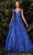 Ladivine CB085 - Floral Plunging V-Neck Ballgown Ball Gowns 4 / Royal