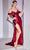 Ladivine CC2197 - Draped Cold Shoulder Prom Dress Prom Dresses 2 / Burgundy