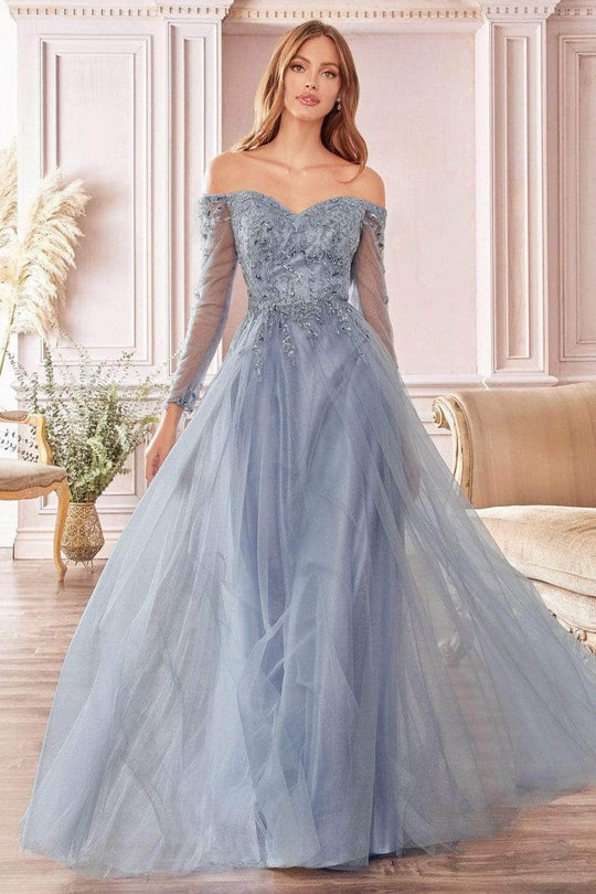 Ladivine CD0172 - Beaded Glitter A-Line Tulle Gown