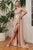Ladivine CD0201 - Draped Prom Dress with Slit Prom Dresses XXS / Champagne