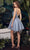 Ladivine CD0212 - Glitter Tulle Cocktail Dress Cocktail Dresses XXS / Smoky Blue