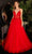 Ladivine CD2214 - Plunging V-Neck Appliqued Prom Gown Prom Dresses 2 / Red