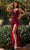 Ladivine CD235 - Velvet Deep V-Neck Evening Gown Evening Dresses 4 / Burgundy