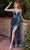 Ladivine CD235 - Velvet Deep V-Neck Evening Gown Evening Dresses 4 / Smoky Blue