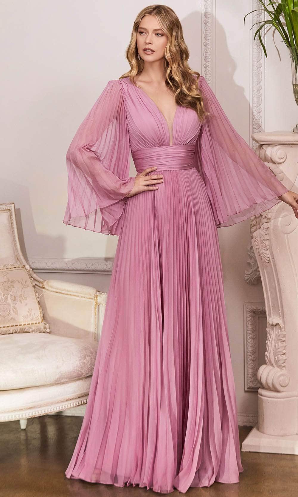 flutter sleeve chiffon dress Ladivine CD242 - Flutter Sleeve Chiffon Dress 8 / Blossom Pink