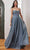 Ladivine CD252C - Cowl Neck Glitter Evening Gown Evening Dresses 16 / Smoky Blue