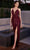 Ladivine CD279 - Draped Glitter Prom Dress Evening Dresses 4 / Burgundy