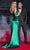 Ladivine CD875 - Satin Cold Shoulder Prom Dress 2 / Emerald