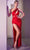 Ladivine CD887 - Asymmetric Neck Cutouts Evening Gown Evening Dresses 2 / Red