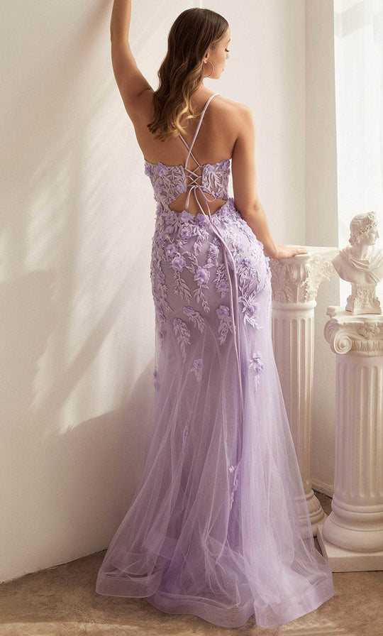 Ladivine CD995 - Scoop Appliqued Trumpet Evening Gown