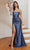 Ladivine CH116 - Detachable Cape Sheath Prom Gown Special Occasion Dress XS / Lapis Blue