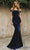 Ladivine CH139 - Velvet Off Shoulder Evening Gown Evening Dresses XS / Navy