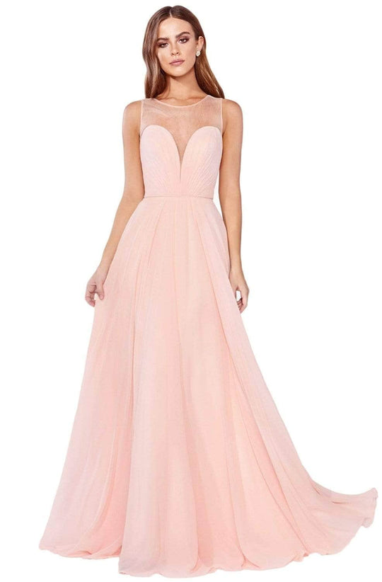 Ladivine CJ251 - Illusion Neckline A-Line Chiffon Gown