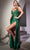 Ladivine CM318 - Deep V-Neck Satin Prom Gown Special Occasion Dress 2 / Emerald