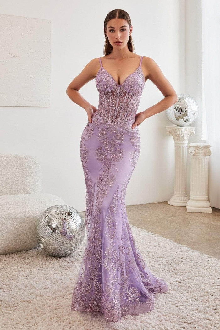 Ladivine J810 - Glitter Gown Evening Dresses 2 / Lavender