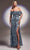 Ladivine J832 - Floral Applique Evening Gown Prom Dresses 4 / Smoky Blue-