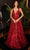 Ladivine J838 - Applique A-Line Prom Dress Special Occasion Dress 2 / Burgundy