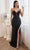 Ladivine - Plunging V-Neck Beaded Evening Dress CDS419 - 1 pc Black In Size 8 Available CCSALE 8 / Black