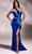 Ladivine Y025 - Asymmetric Off Shoulder Prom Gown Special Occasion Dress 2 / Royal