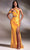 Ladivine Y025 - Asymmetric Off Shoulder Prom Gown Special Occasion Dress 2 / Yellow