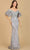 Lara Dresses 29190 - Tiered Sleeve V-Neck Evening Gown Special Occasion Dress 4 / Slate
