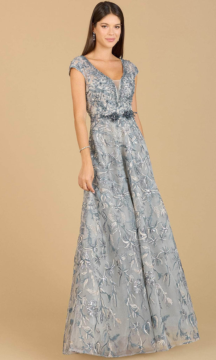 Lara Dresses 29196 - Embroidered Sleeveless Evening Gown Special Occasion Dress 4 / Blue Multi