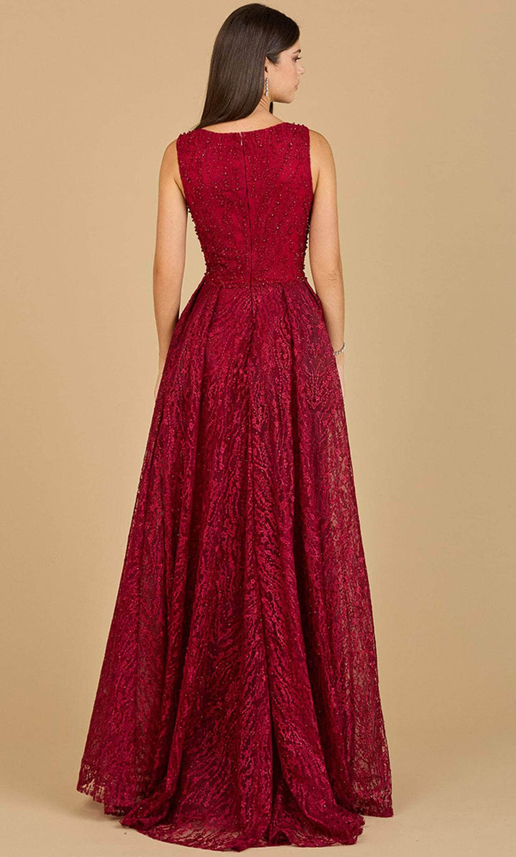 V Neck Lace Evening Dress Plus Size Women Formal Occasion Dress Pagoda Long Sleeve A Line Burgundy Party Dress