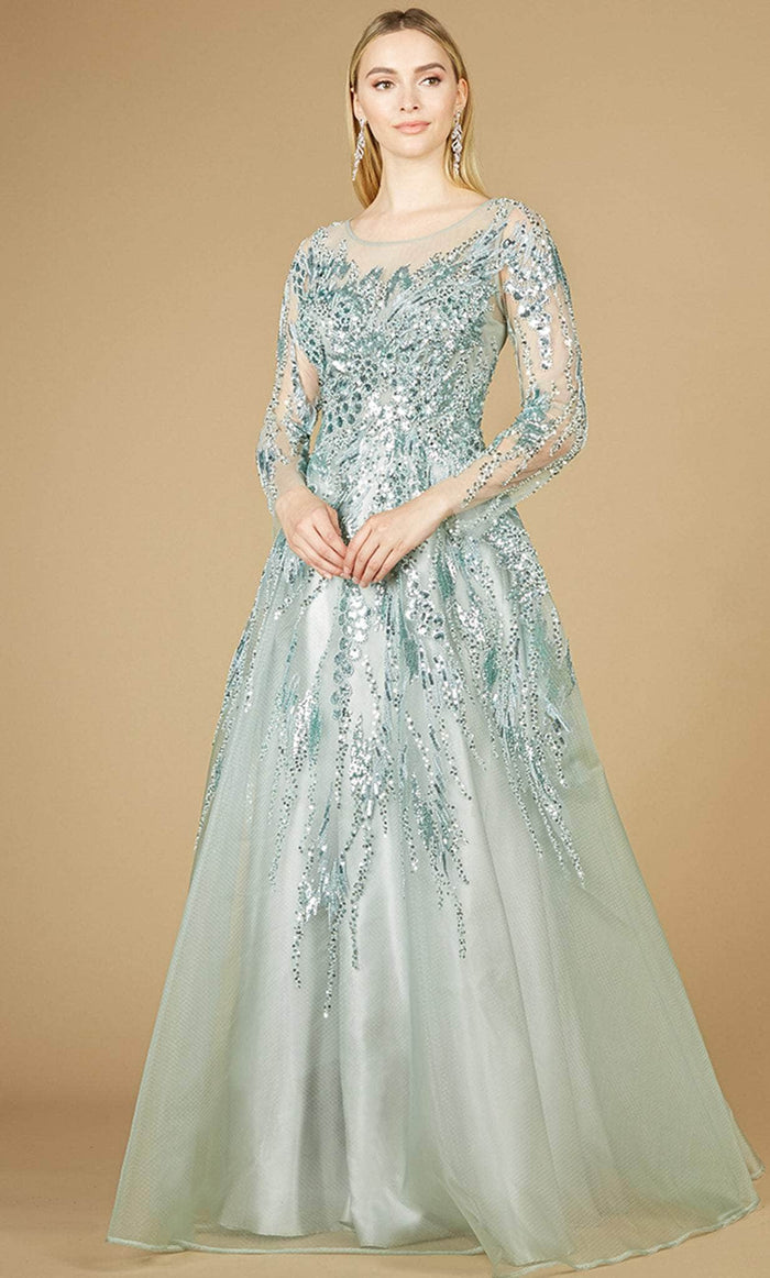 Lara Dresses 29208 - Embellished A-Line Evening Dress Special Occasion Dress 2 / Seafoam