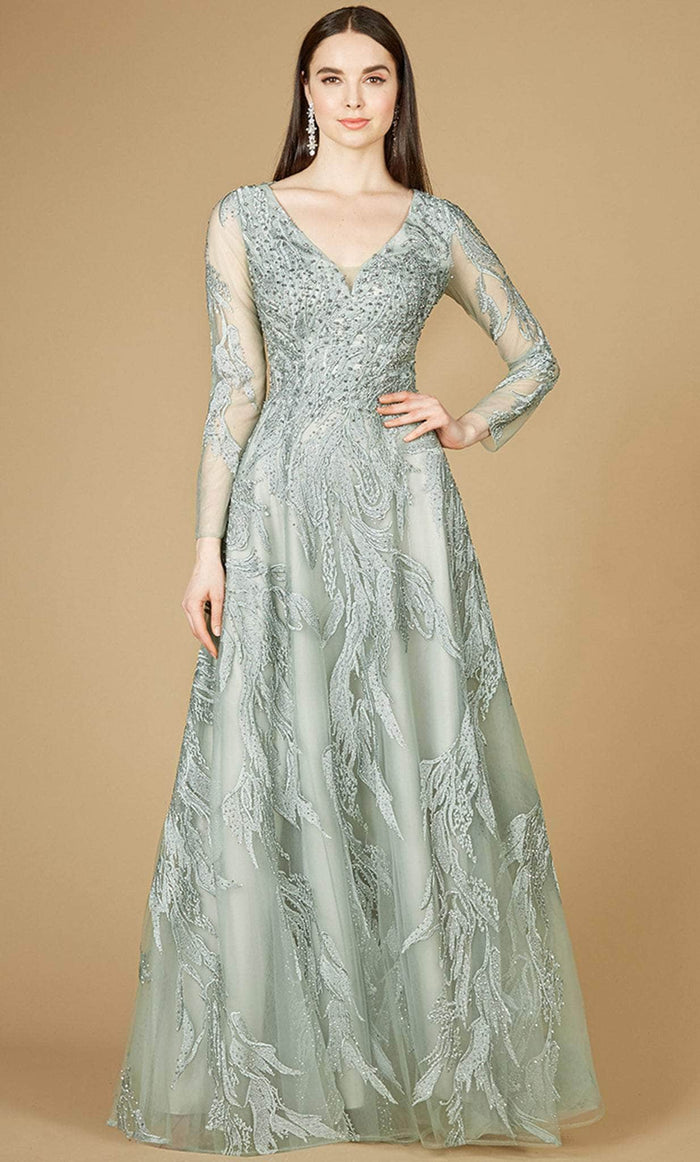 Lara Dresses 29209 - A-Line Beaded Gown Special Occasion Dress 4 / Sage
