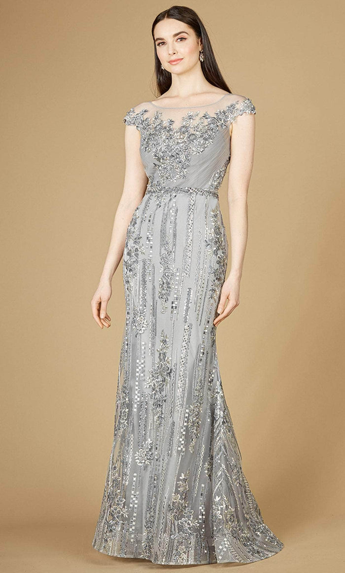Lara Dresses 29210 - Glittering Long Evening Gown Special Occasion Dress 4 / Grey