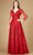 Lara Dresses 29212 - Long Sleeve V-Neck Ballgown Special Occasion Dress 4 / Red