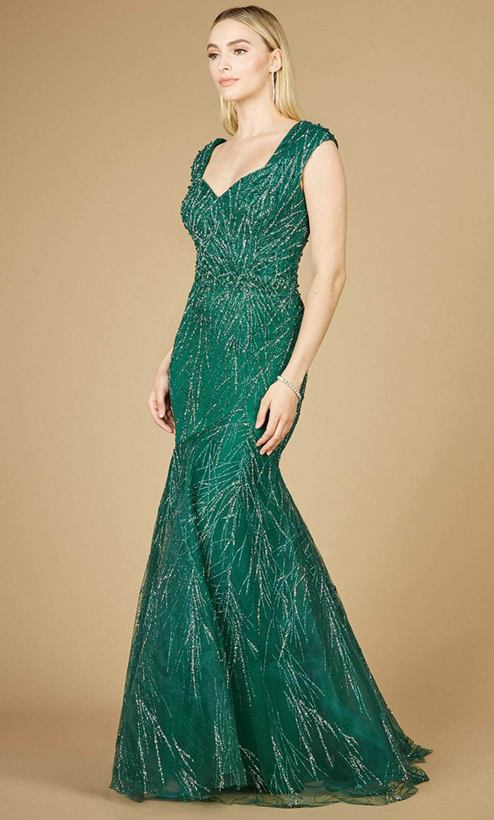 Lara Dresses 29233 - Queen Anne Neck Mermaid Gown Special Occasion Dress 4 / Hunter Green